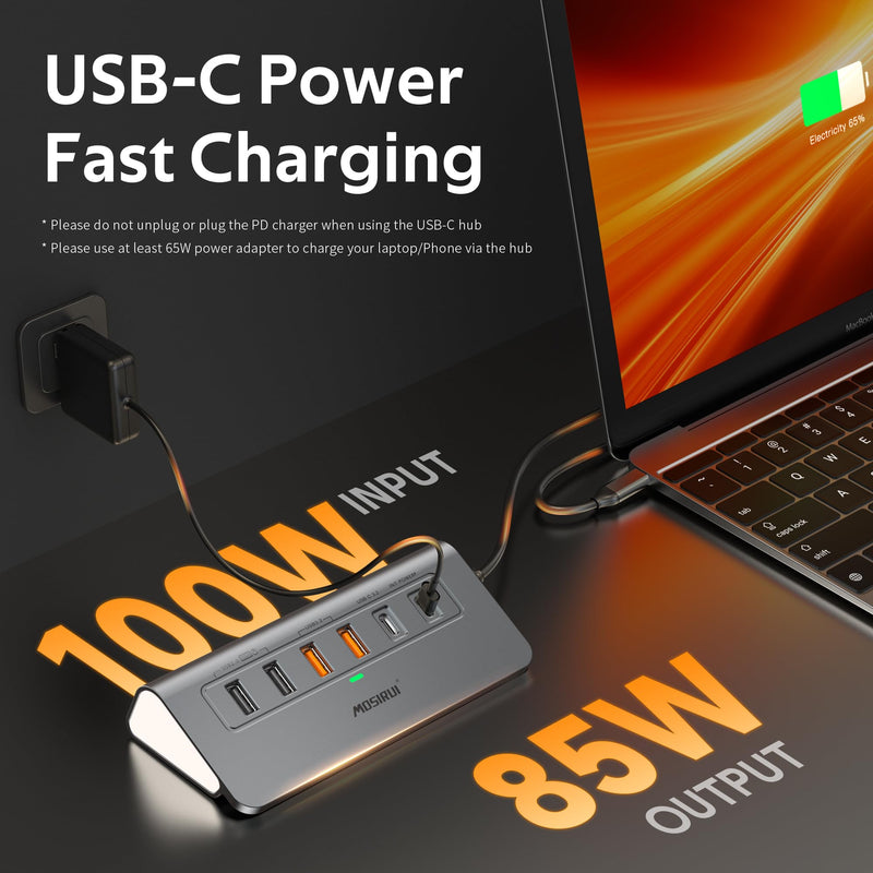 USB C Hub Ethernet,10-in-1 USB C Docking Station with 4K@6Hz HDMI,1Gbps Ethernet, PD 100W,Type C & 2 USB A 3.2 10Gbps, 2 USB A 2.0, SD/TF, Aluminum USB Hub for Laptop,PC, iPhone 16/15,Mac