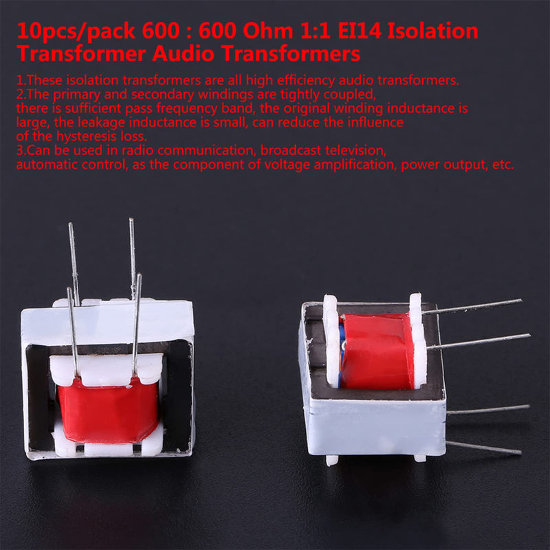 YWBL-WH 10pcs 600:600 Ohm 1:1 EI14 Isolation Transformer Audio Transformers