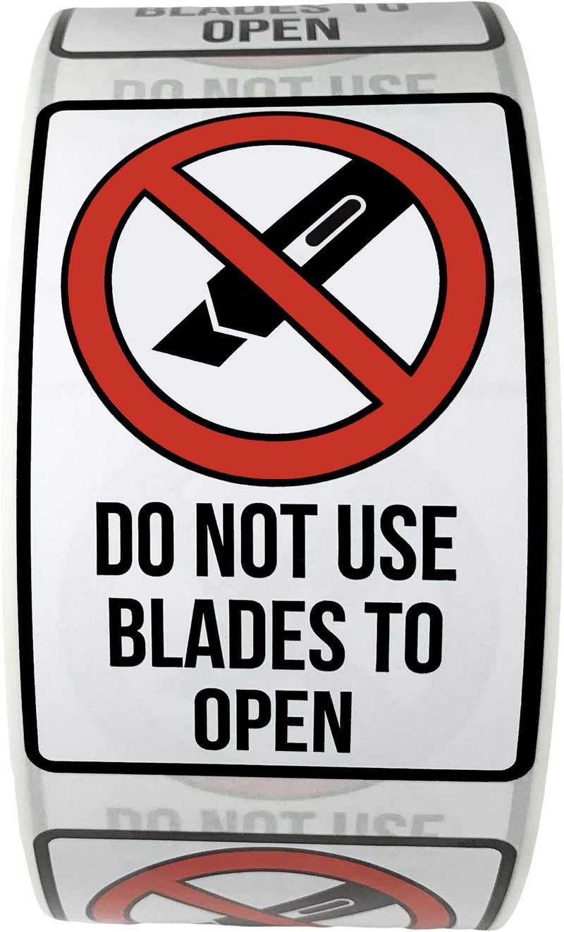 Do Not Use Blades to Open Labels 2 x 3 Inch 500 Total Adhesive Stickers
