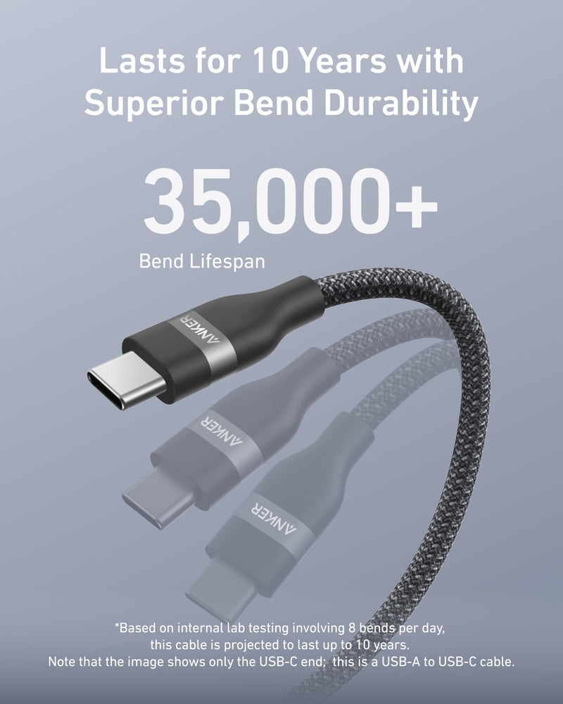 Anker Car Carplay Cable for iPhone 17 16 Pro Max Plus, Upcycled Braided USB A to USB C Car Charger Cord for Samsung Note20 and More (3FT, Black) (Pack of 2) 3ft (Pack of 2)