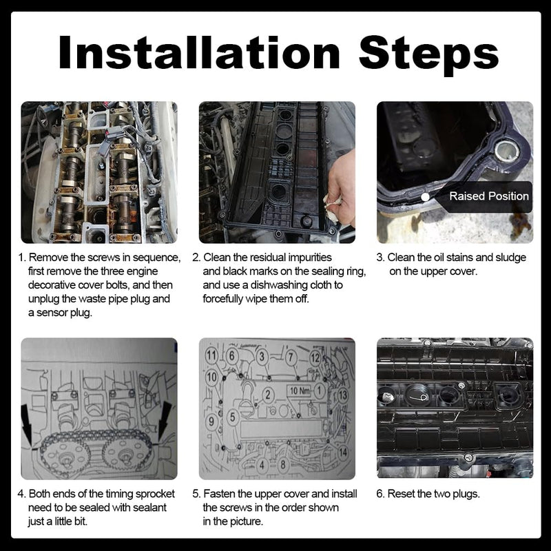 Valve Cover Gasket Set, Engine Valve Cover Gasket Compatible with 2.0L 2.3L 2.5L Ford Escape Focus Fusion Ranger, Mazda 3 5 6 3 Sport MX-5 Miata Tribute, Mercury Milan Mariner, Replace VS50639R-1