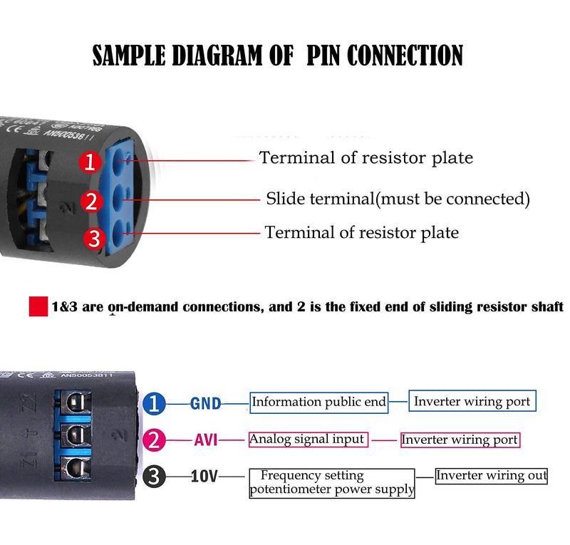 Litensh LA42DWQ 22mm 1K Governor Rotary Potentiometer Pot Inverter Converter Resistance Variable Speed Drive Potentiometer Switch, 1K ohm
