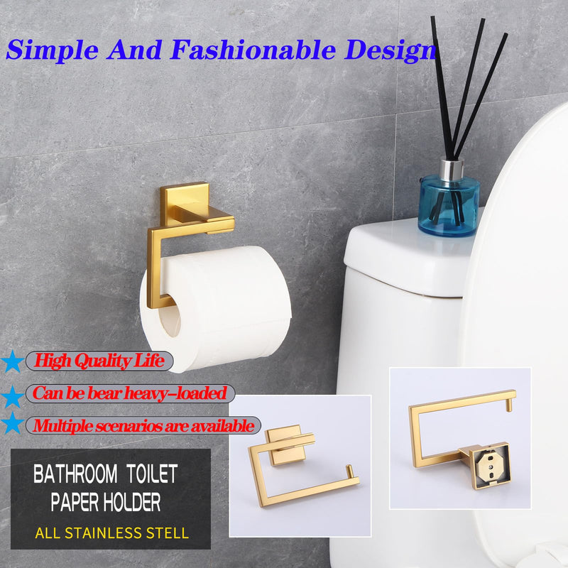 GERZWY Gold Stainless Steel Toilet Paper Holder Paper Towel Dispenser Tissue Roll Hanger Wall Mounted JG1905-BE