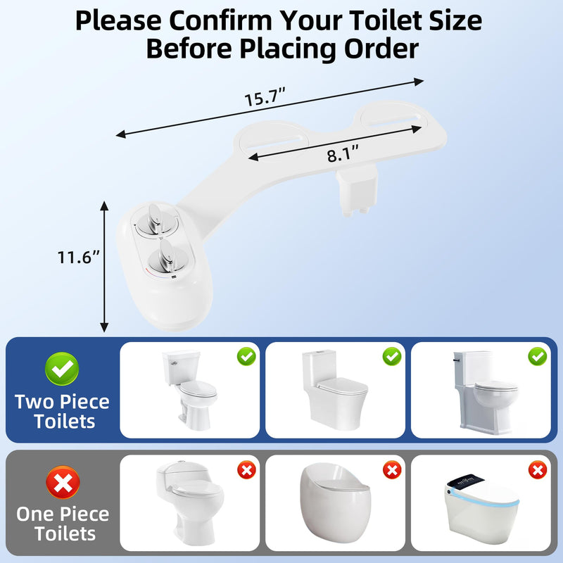 Ultra-Slim 3-in-1 Bidet Attachment for Toilet, Adjustable Warm/Cold Water & Pressure, Self-Cleaning Dual Nozzles for Posterior & Feminine Wash, Easy Install (White） Chrome, Cold & Warm