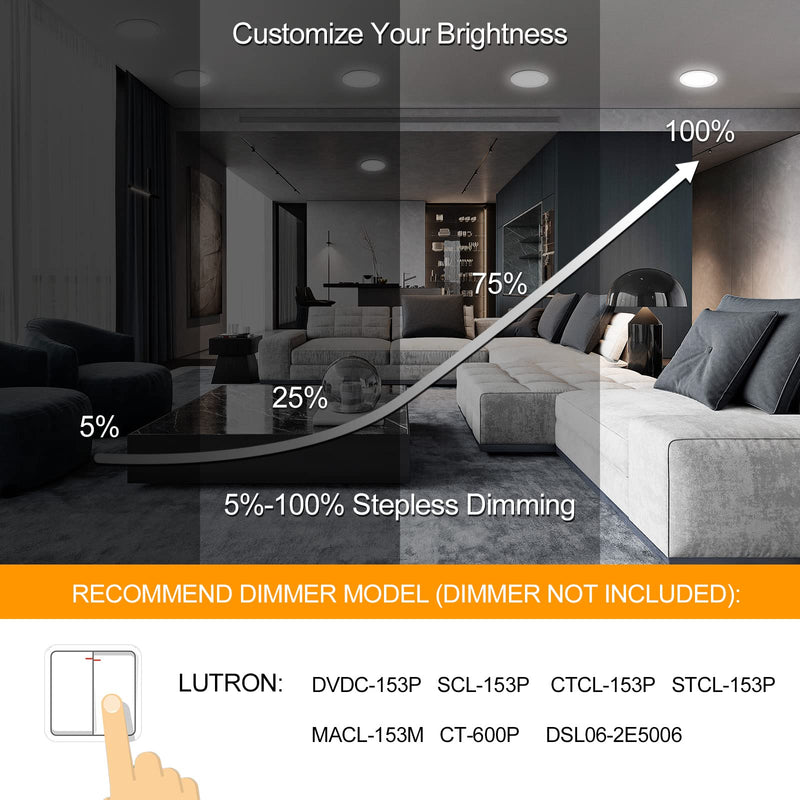LZHOME 2 Pack 8 Inch LED Recessed Light- Ultra-Thin Recessed Ceiling Lighting with Junction Box, 3000K/4500K/6000K Selectable, 1800LM High Brightness, Dimmable Canless Downlight Fixtures 2 Packs 3CCT-3000K/4500K/6000K