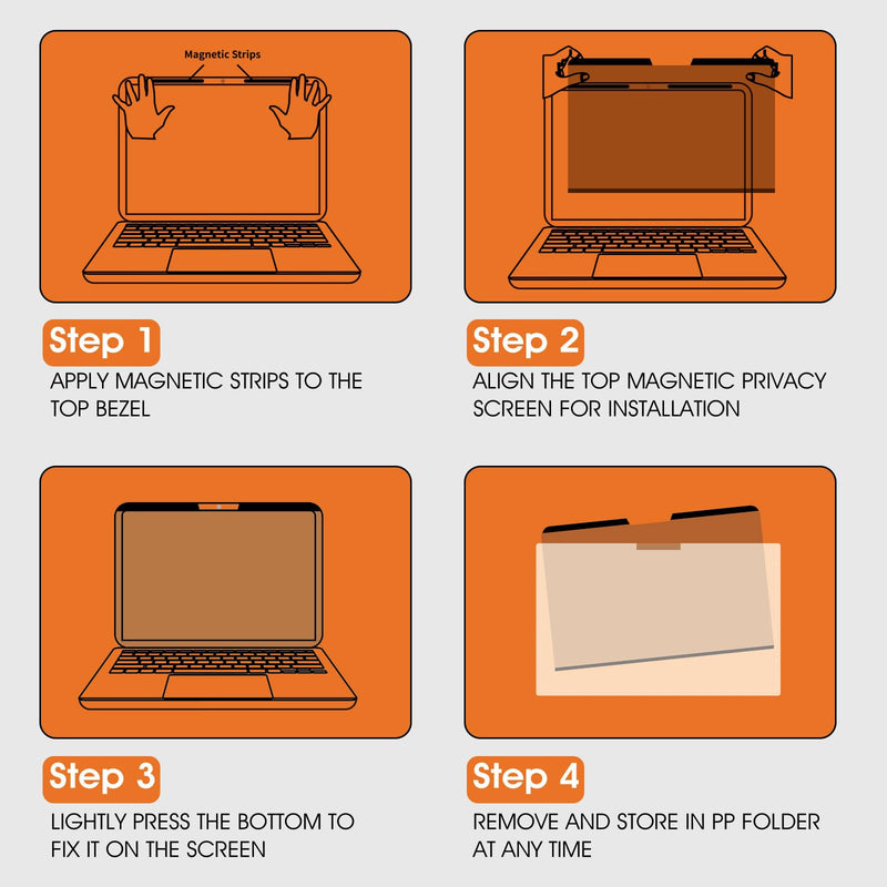 Magnetic Laptop Privacy Screen 14 Inch (Diagonal) 16:9 Display- Removable Anti-Glare Blue Light Filter, Computer Privacy Screen Shield Compatible with 14'' Hp Acer Asus Lenovo Dell Monitor 14 Inch with 16:9 Aspect Ratio