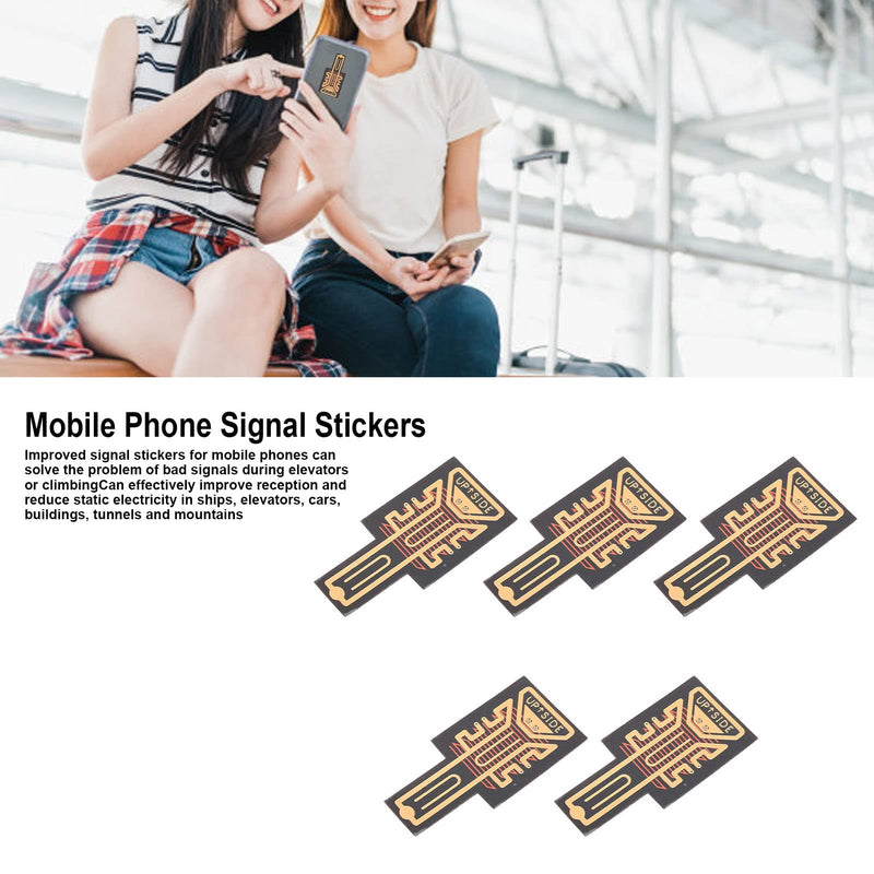 Generic Improved Phone Signal Enhancement Stickers Lightweight Signal Stickers for Mobile Phones Ships Elevators Black Gold Set of 5, Genericde5gt4hakq