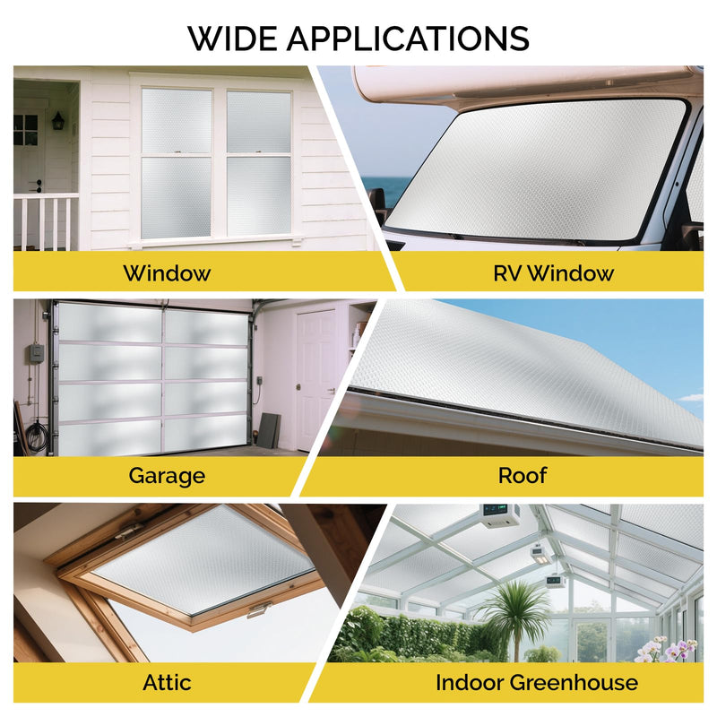 fowong Reflective Window Insulation Roll, 59"x99" Window Insulation Kit for Winter, Thermal RV Reflcetive Aluminum Foil Bubble Heat Shield Radiant Barrier for Garage, Roof, Attic 59" x 99" X 3mm
