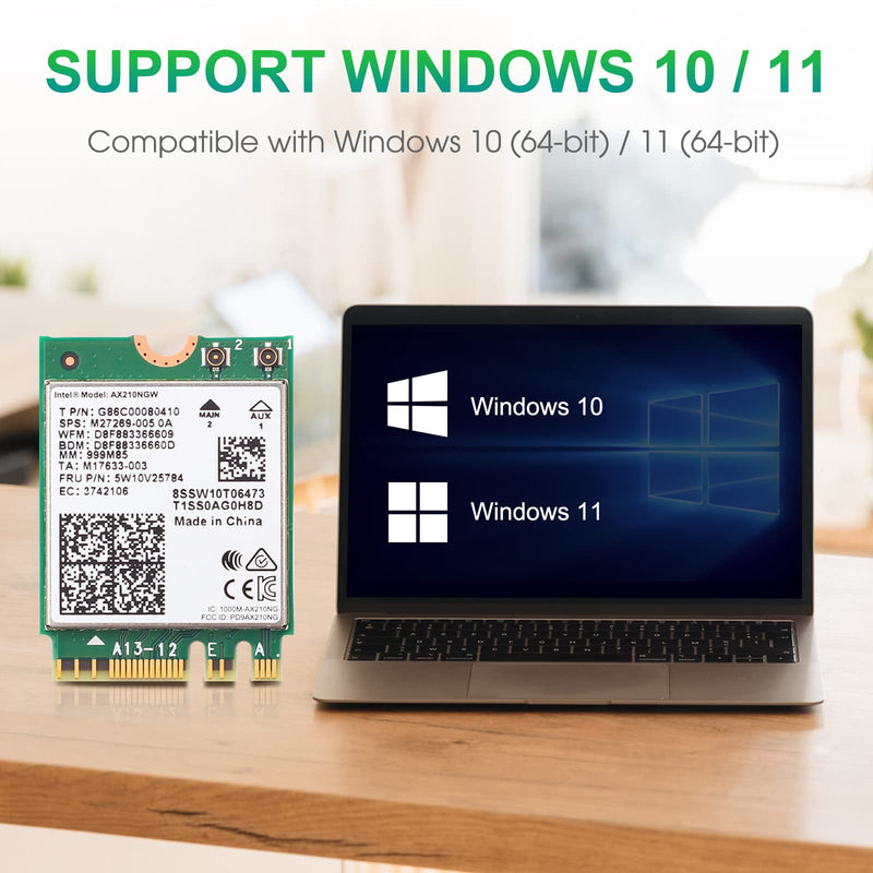 EDUP WiFi 6E AX210 NGW Wireless Card, Intel Laptop Network Adapter with Bluetooth 5.3, Tri-Band 5400Mbps WiFi Module, M.2/NGFF 2230 WiFi Chip, MU-MIMO, Supports Windows 10/11 (64-Bit)