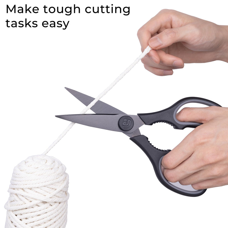 Linoroso Kitchen Scissors All Purpose Kitchen Shears with Magnetic Holder, Soft Grip Handle Cooking Scissors Dishwasher Safe with Come Apart Blade Heavy Duty Scissors for Meat, Vegetable, Herb, Black