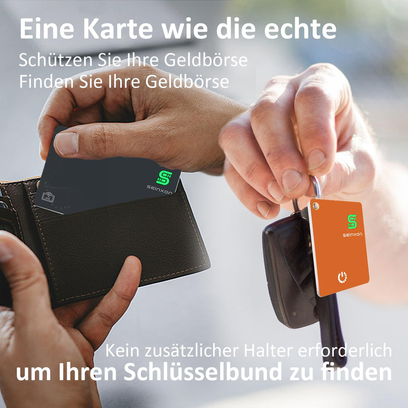Wallet Tracker RFID Blocking Card & Mini Keychain Tag Item Finder with Recharge Clip Works with Apple Find My (iOS Only) Slim & Mini