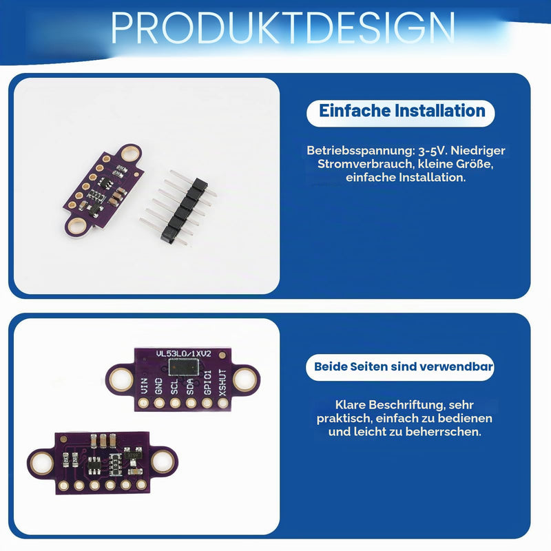 3 x VL53L0X Time of Flight Sensor 940nm Compatible, Includes for Quick Setup and Application Examples Sensor, for DIY Electronics Projects Distance Sensor