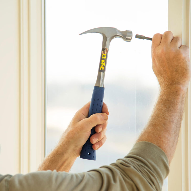 ESTWING Framing Hammer - 20 oz USA Made Straight Rip Claw Hammer with Milled Face & Shock Reduction Grip - E3-20SM