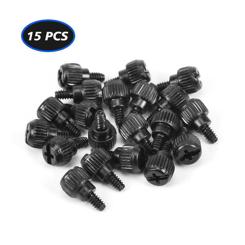15PCS Black PC Thumb Screws, 6-32 Thread PC Computer Case Screws, for Computer PC Case Power Supply PCI Slots