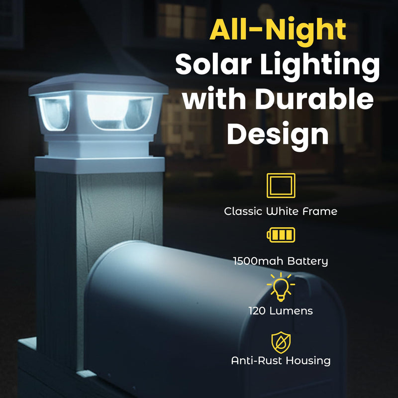 BRIGHTICONIC Solar Post Cap Lights Outdoor for 4x4, 3x3 – Auto On/Off Post Lights Solar Powered – Easy Install, IP65 Waterproof Deck & Fence Lights – Efficient 1500mAh Battery – 120 Lumen, Cool White White / Cool White 6000K - 2