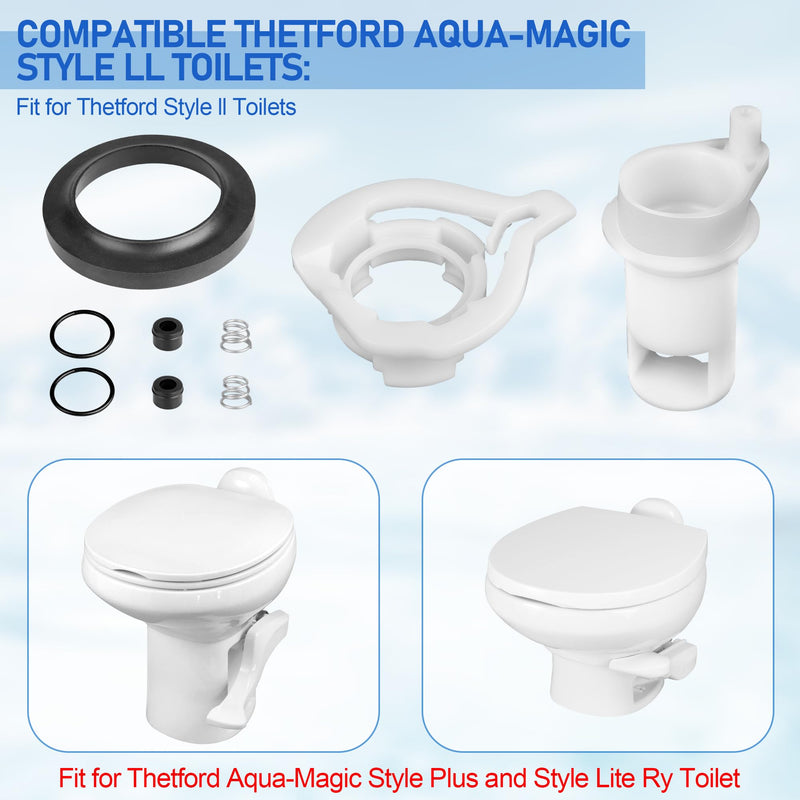 42049 Water Valve Style II Kit for Thetford Aqua Magic Style II Toilets, RV Toilet Water Valve Kit Replacement Style II Permanent Toilets, Rv Toilet Parts for Thetford with Closet Flange Seal