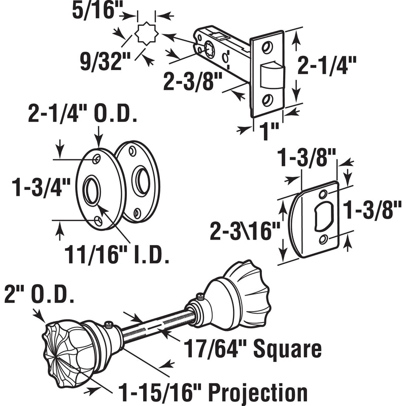 Prime-Line E 28327 Passage Door Latch Set, Glass Knob, Bronze, Vintage | Latch Bolt, Single Pack