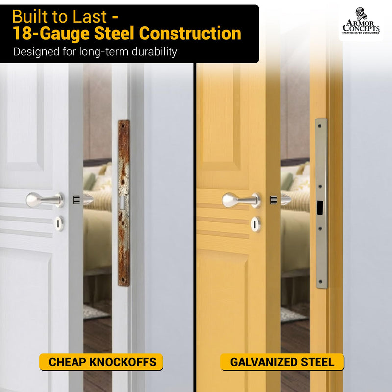 Armor Concepts FIX-A-JAMB 24" Interior Door Jamb Repair Kit – Door Frame Reinforcement, Heavy-Duty 18-Gauge Galvanized Steel, for Bedroom, Bathroom & Closet Doors, Satin Nickel