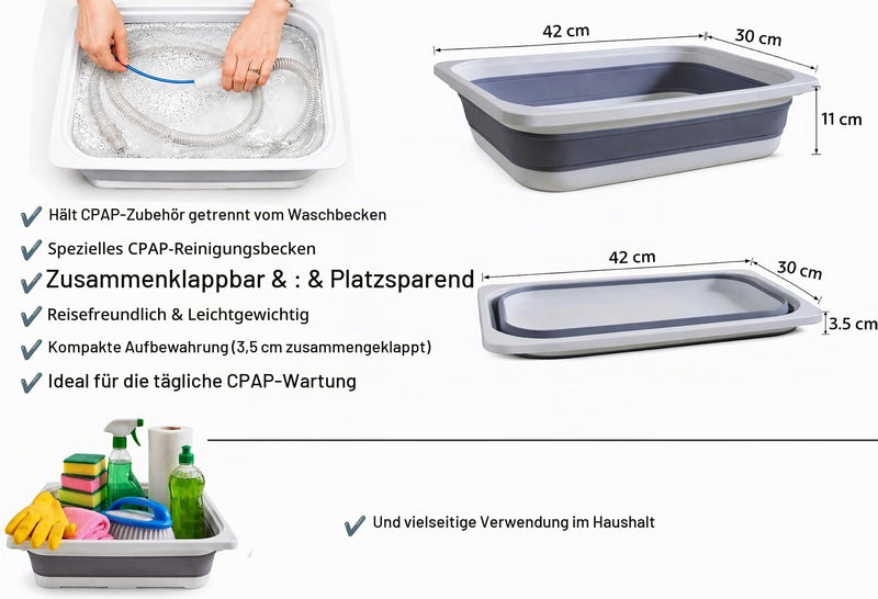 AVEEN CPAP & BiPAP Cleaning Kit, CPAP Hose Cleaning Brush with Foldable Washing Bowl and Hose Drying Hooks, Accessories for CPAP Hoses and Masks