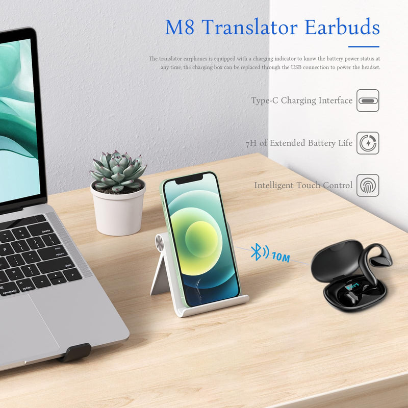 M8 Translator Earbuds, 144 Language Translator Device, Two Way Real Time Translation 97% High Accuracy, Support Music Calling, Fit for IOS for Android