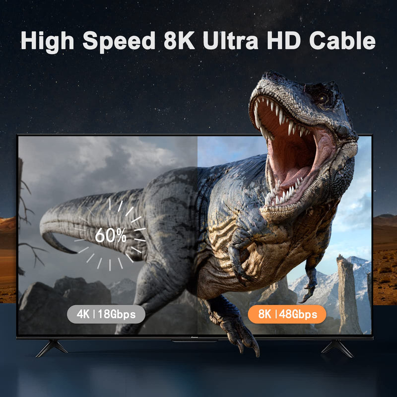 CABNEER 8K HDMI 2.1 Cable 0.5m, HDMI Cable Ultra High Speed 48Gbps 8K@60Hz 4K@120Hz 2.2/2.3 eARC HDCP Dolby HDR - Compatible with HDTV, Laptop, Xbox, PS5 Switch, etc. 1 piece