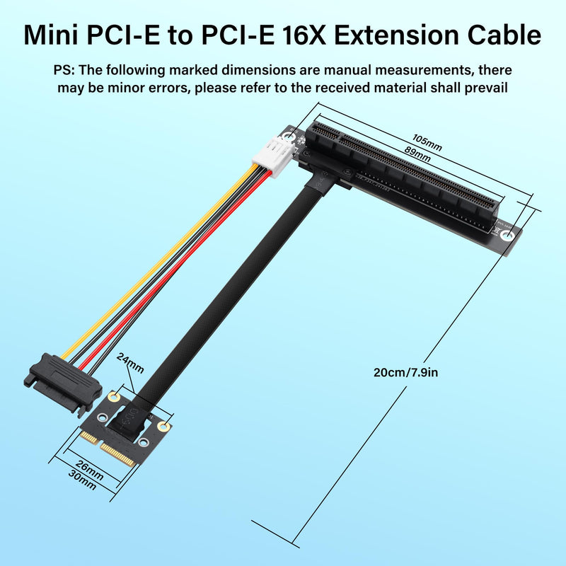 SinLoon Mini PCIE Wireless Network Card to PCIe X16 Extender Cable Mini-Pcie Male to PCI-E X16 Female Riser Cable 20CM
