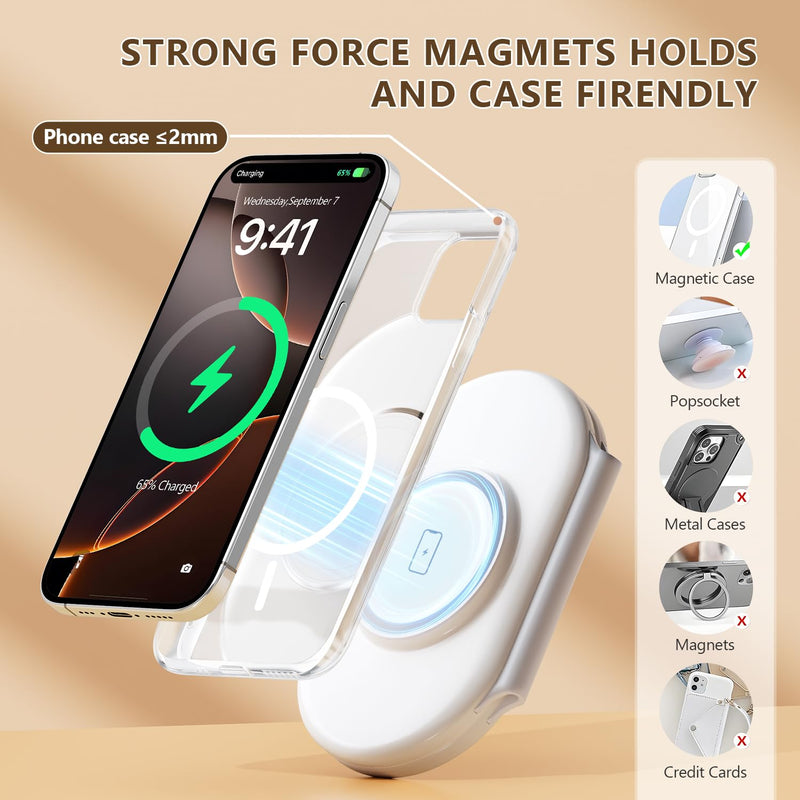 2025 Latest Magnetic Wireless Charger for iPhone: 3 in 1 Travel Charging Station for Apple Devices for iPhone 16 15 14 13 12 Pro Max Plus-Foldable Charging Pad for Apple Watch Series & Airpods 3 2 Pro white