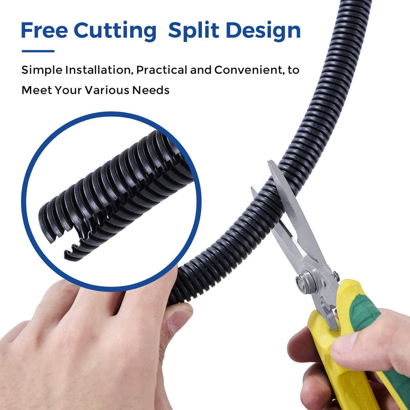 Split Wire Loom 1/4 Inch, 13FT Wire Protector Tubing for Cords, Black Flexible Wire Conduit Cover, Cord Protectors from Pets No Chew Electric Wire Cover 1/4"-13ft