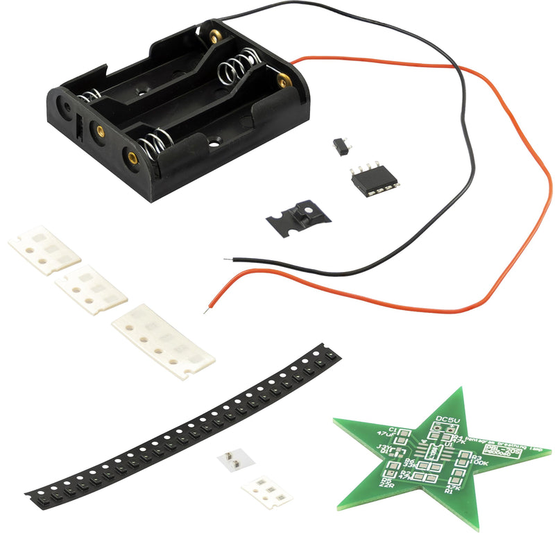 Az Delivery 3 x LED Poinsettia Soldering Set - DIY Electronics Kit for a Star with Red Lighting Effect - Ideal for Mint Learning, Christmas Decoration and Soldering Exercises