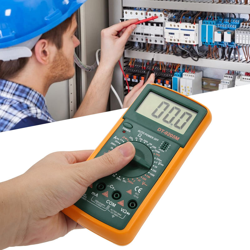 DT-9205M Handheld Multimeter LCD Digital Display Voltage Current Monitor Household Energy Consumption Tester Portable Voltmeter and Ammeter Ohmmeter Resistance Meter with 2 Test Pins