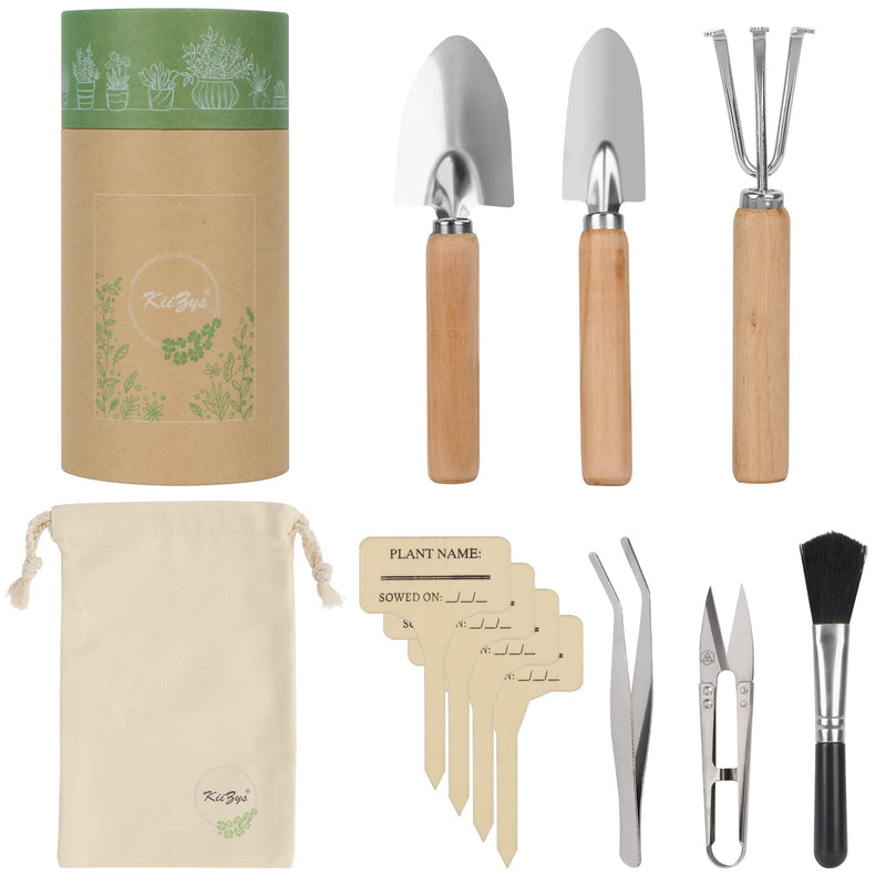 Indoor Garden Tools for Gardening - KiiZYS 12-Piece Small Garden Tools Set - Indoor Gardening Gifts for Women - Mini Hand Tools House Plant Tool Gift Box