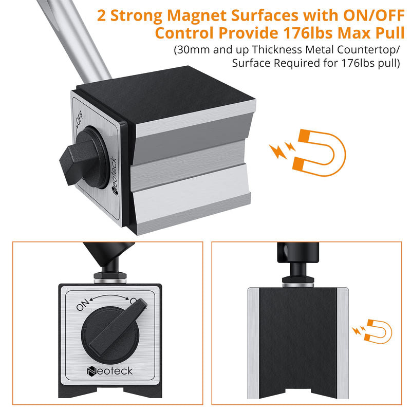 Neoteck magnetic tripod measuring stand for dial indicator with central clamping magnetic dial indicator base stand holder measuring stand 80 kg max. pulling force