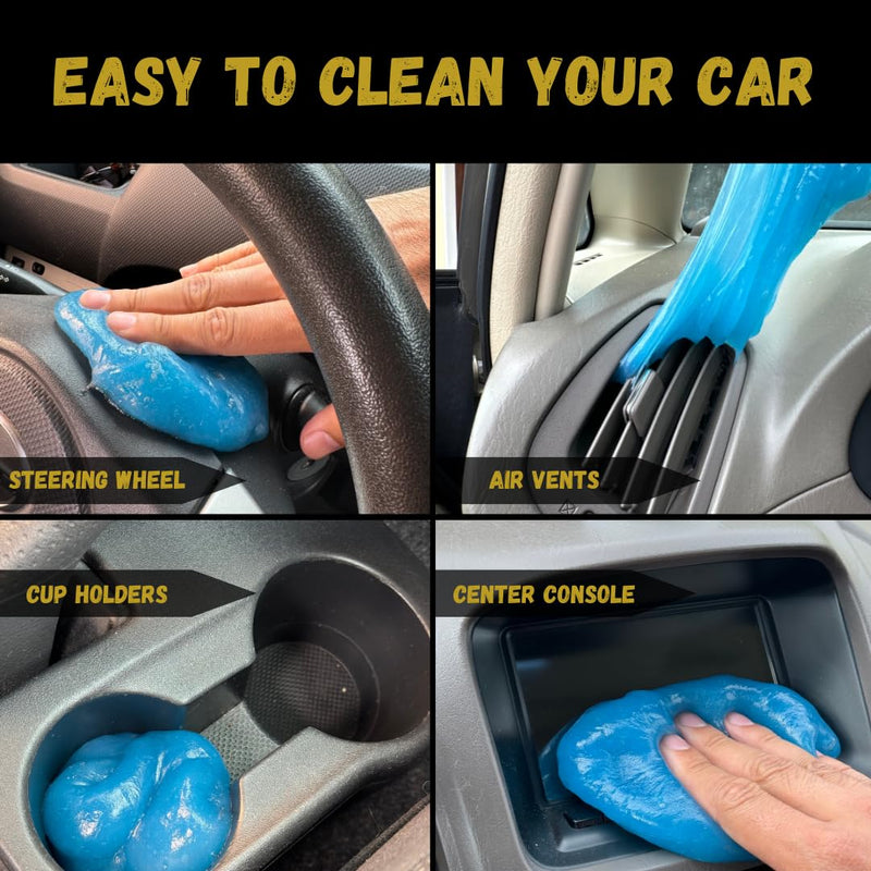 Car Cleaning Gel, Removes Dust, Debris, Pet Hair, Dashboard Air Vents Residue-Free, Reusable, Cleans Hard to Reach Areas Blue Slime