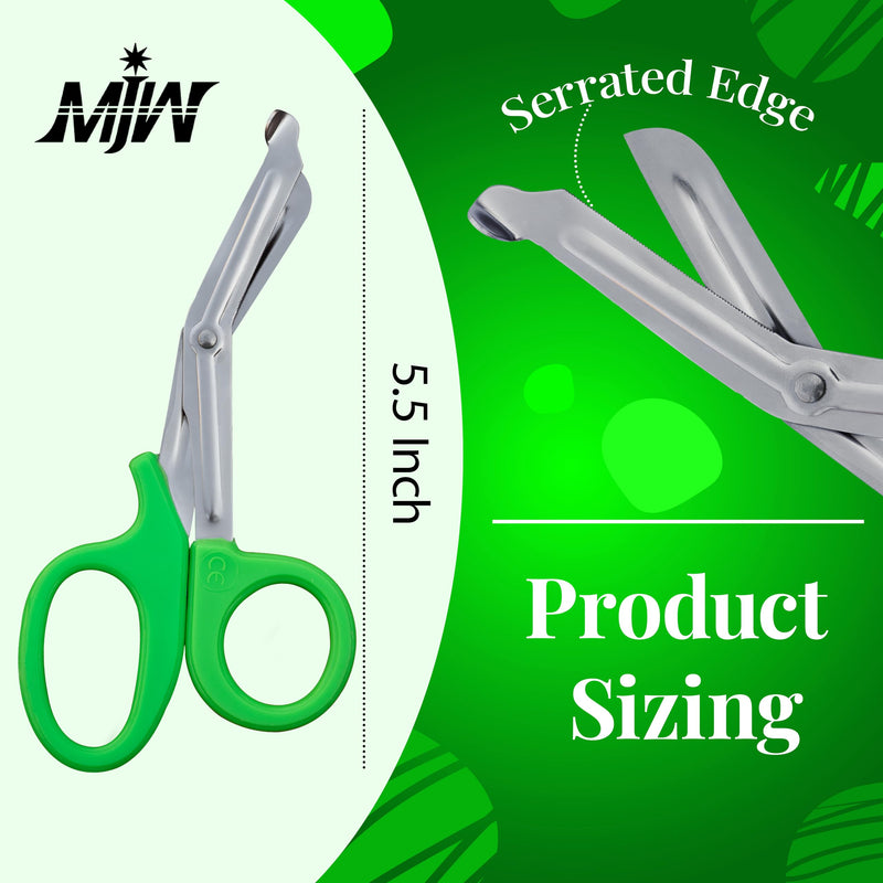 Medical Bandage Scissors EMT Scissors - 19 cm / 7.5 Inch Length Stainless Steel First Aid Emergency Scissors Traumatic Scissors Premium Quality (Green, 5.5) Green