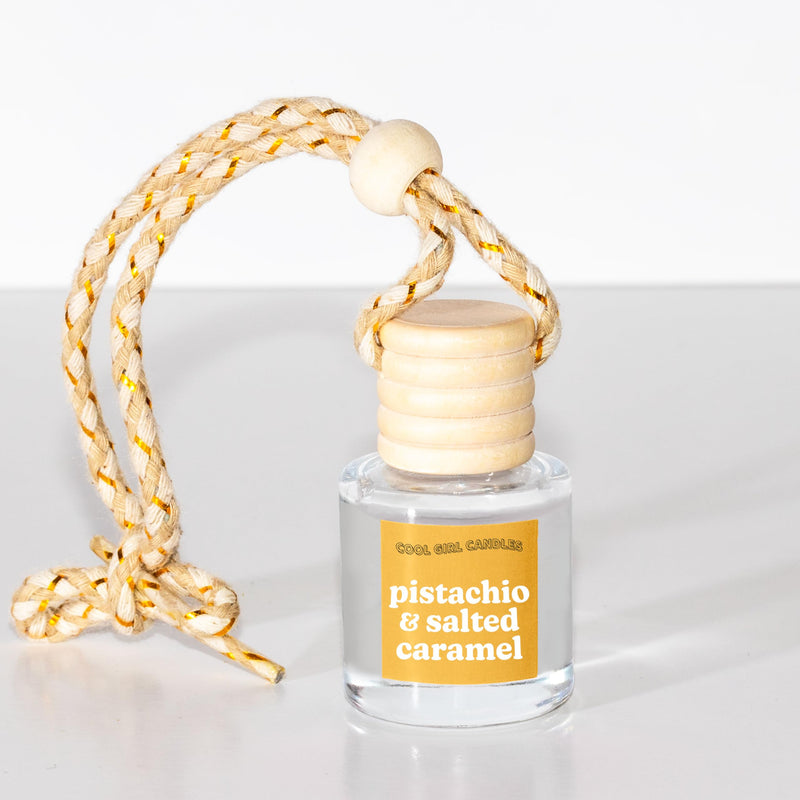 COOLGIRLCANDLES Pistachio Salted Caramel Hanging Car Air Freshener and Essential Oil Diffuser - Automobile Aromatherapy Diffuser Bottle Pistachio Salted Caramel #62