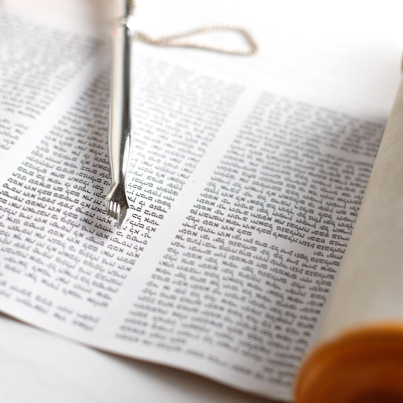Yad Torah Pointer, Bible Pointer, Home Decor Zinc Alloy Bible Reading Tool, Hand Pointer and Connected Chain for Adults Jewish Bar Mitzvah Fireplace, Silver Onion Top