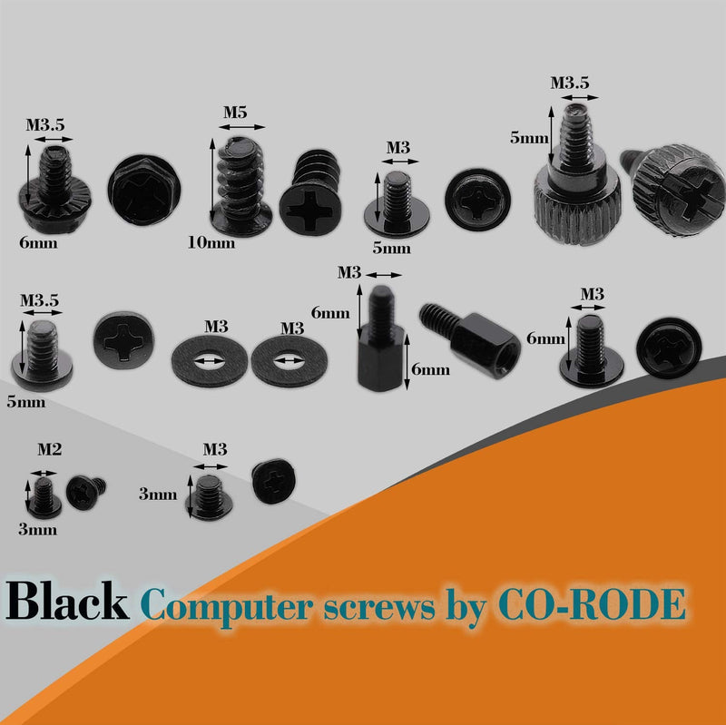 340PCS Computer Screws, Motherboard Screws and Standoffs, HDD Hard Driver, PC Case, Fan, SSD, CD-ROM, Graphics,Power Supply for DIY PC Building and Repair (Black)