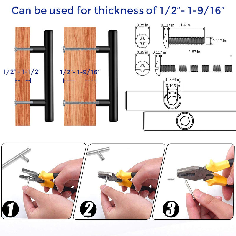 Ravinte 10 Pack | 7.38'' Cabinet Pulls Matte Black Stainless Steel Kitchen Drawer Pulls Cabinet Handles 7-3/8”Length, 5” Hole Center with Mounting Template 7.38 Inch (5 Inch Hole Center)