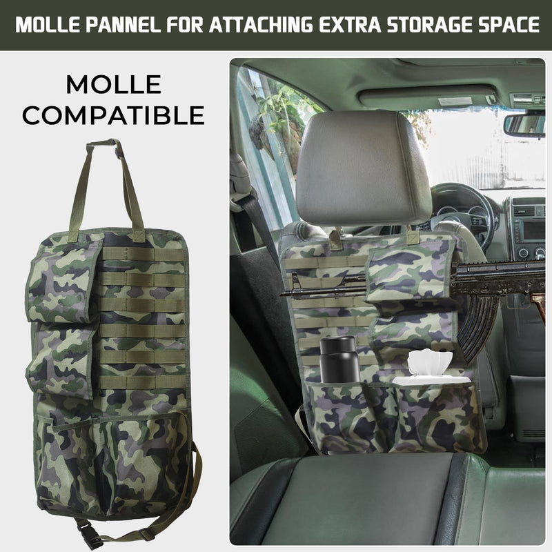 2PCS Tactical Car Concealed Seat Back Gun Rack,Hunting Gear Gun Sling Holder,Mount Organizer,with Molle Panel Seatback Cover Storage Bag for Rifles Shotgun,Fit Truck SUV MPV Pickup