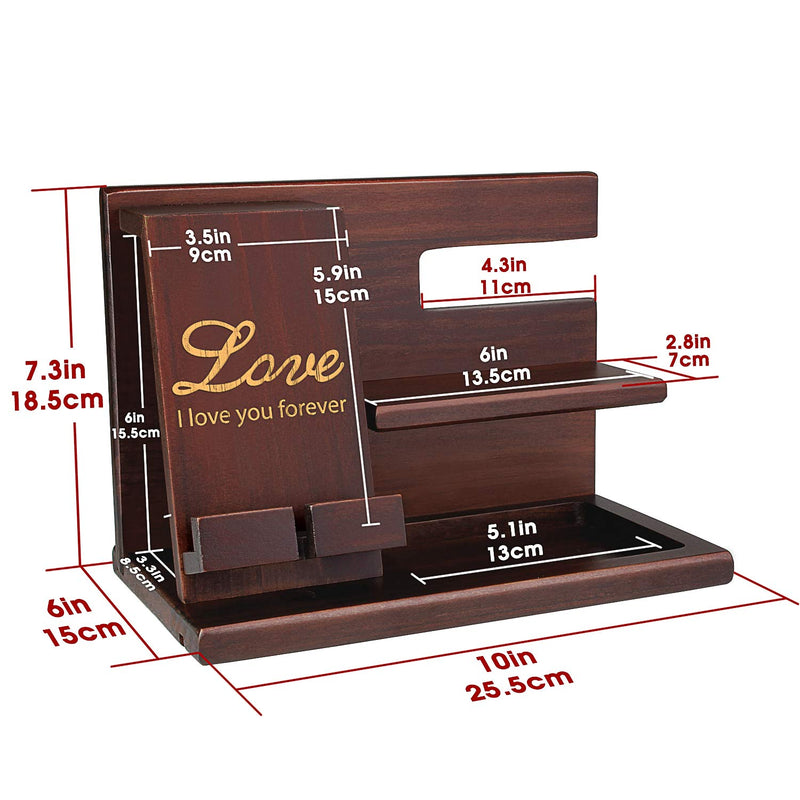 awofer Wood Phone Docking Station for Men - I Love You Forever - Personalized Anniversary Idea for Him, Husband, Boyfriend