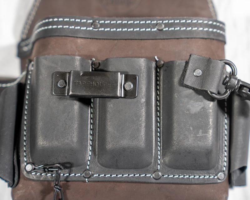 Zeluga 6 Pocket Leather Electrician Tool Pouch Brown/Black
