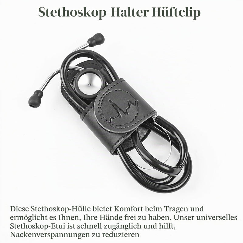 PU Leather Stethoscope Holder with Clip for Belt, Stethoscope Holder, Stethoscope Holder with Clip for Doctors and Nurses (1-Black) 1 pc. 1-Black