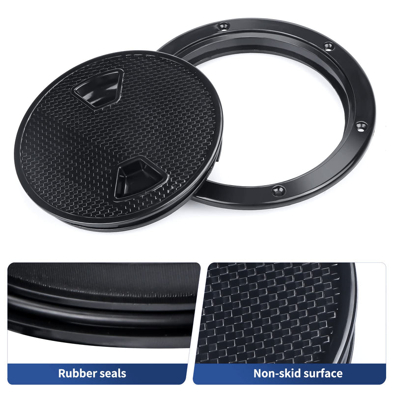 Smartmarine Boat Hatch Black 4" 6" 8" Round Non Slip Inspection Hatch w/Detachable Cover for Marine Boat Yacht 6"