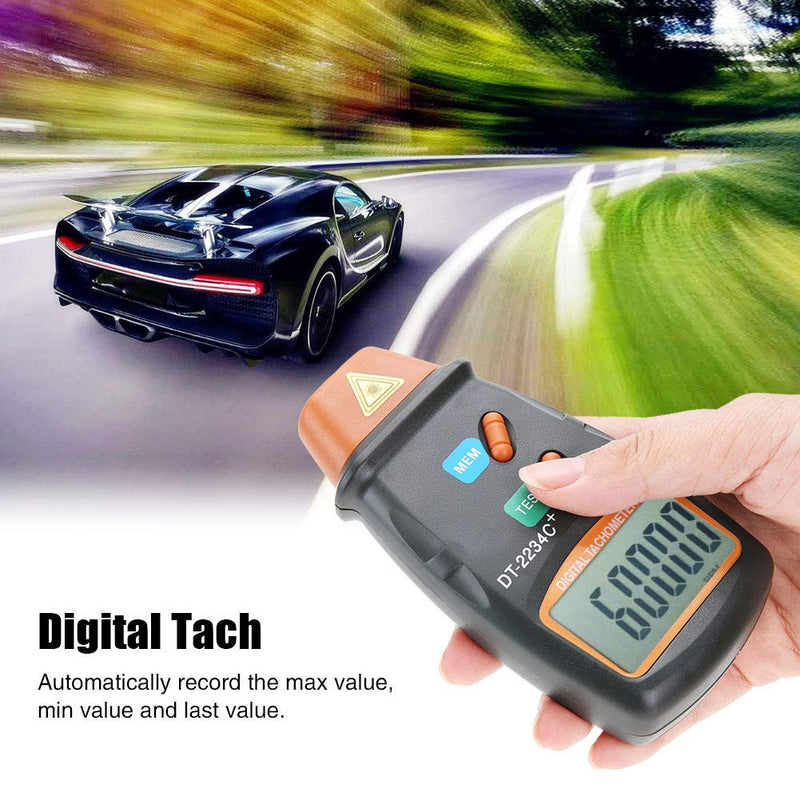 Digital Tachometer, Jectse Tachometer with 5-Digit 18 mm LCD Display, Measuring Range from 2.5 RPM to 99,999 rpm, for Motors, Lathe, Electric