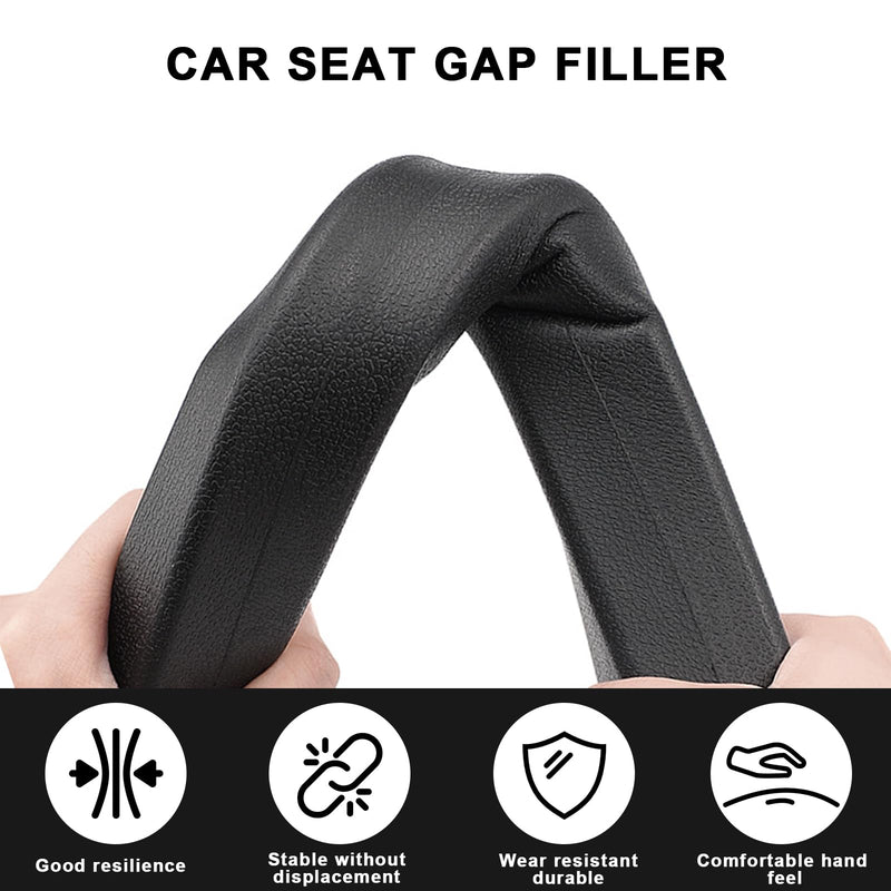 2 Pack Car Seat Gap Filler Car Seat Gap Interior Universal Fit PU Leather Car Seat Gap Plug for Filling Gaps Between Seats and Consoles Stop Things from Dropping (Black)