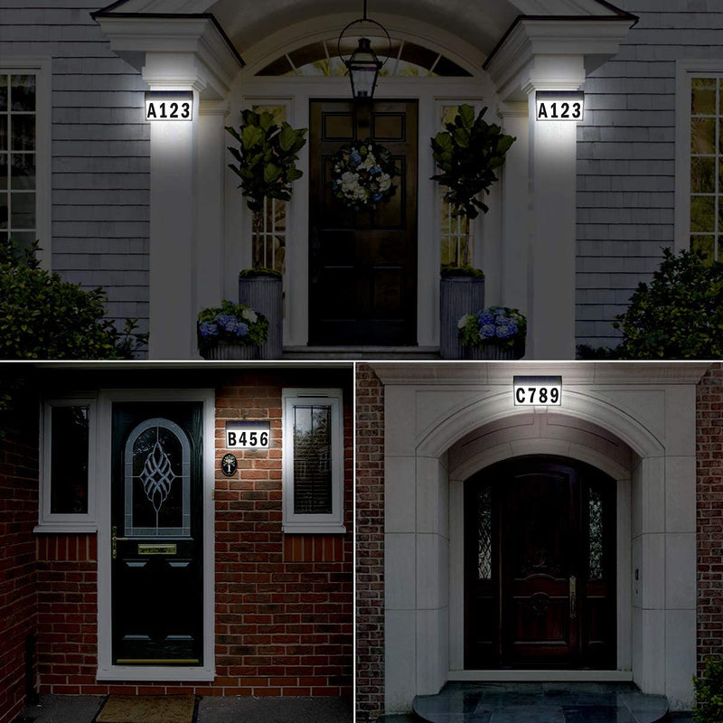Solar House Numbers Light, T-SUNUS Lighted House Numbers Sign Plaque Address Numbers for Houses Waterproof LED Solar Powered Address Sign for Houses Mailbox Street Yard Wall mounted