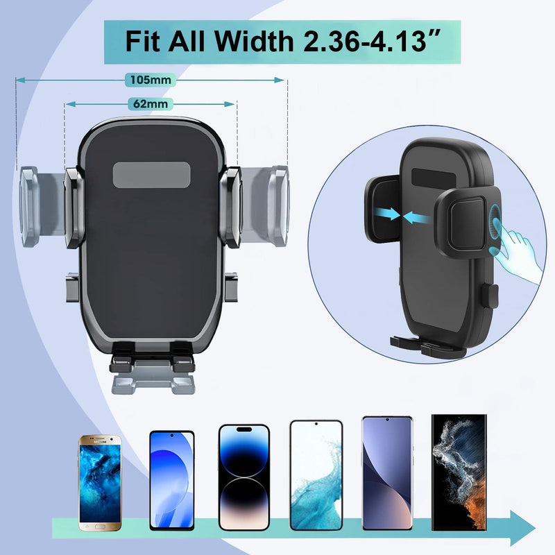Car Cup-Holder Phone-Mount with Long Arm - 2 in 1 Adjustable Cup Holder Expander with Rubber and Expandable Base for 8-32oz Bottle, Cell Phone Stand Holder Friendly Fit iPhone & All Mobile Smartphones Large