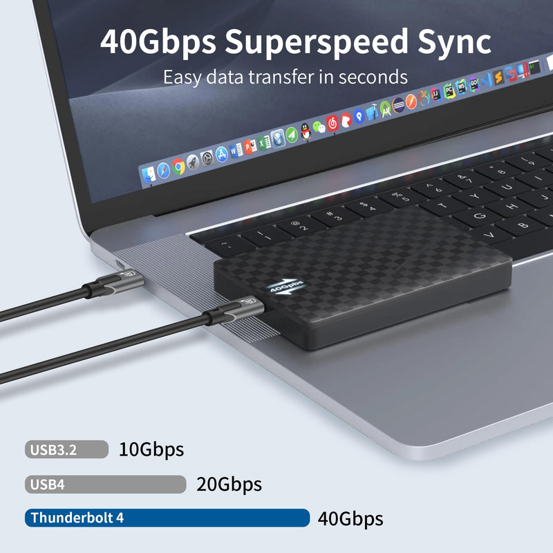 Thunderbolt 4 USB-C Cable 3FT – 40Gbps, 8K Video, 240W Charging, for MacBook Pro 2024, iPhone 16, Docking Station, USB4/Thunderbolt 3