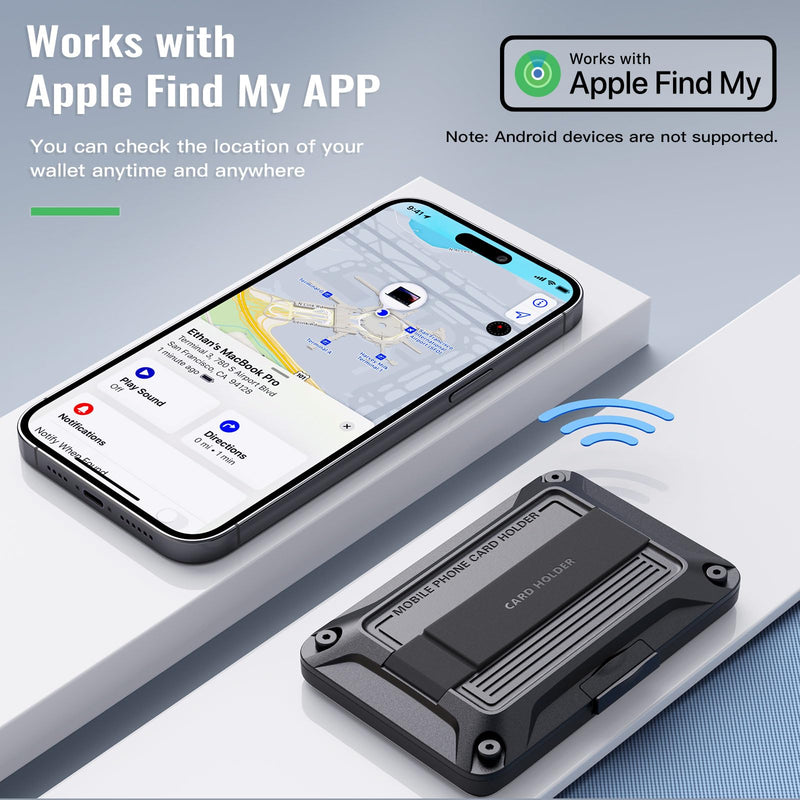 ZtotopCases Magsafe Wallet Work with Apple Find My, Magnetic Card Holder and RFID Blocking Functionality, Magnetic Wallet for iPhone 15/14/13/12 Series, Fit 3-4 Cards, Black