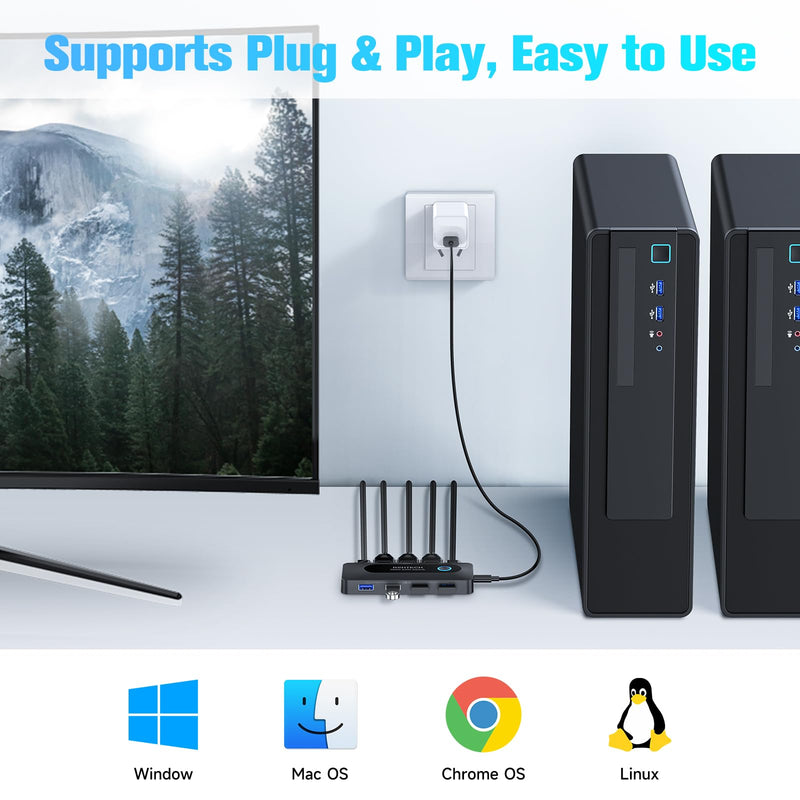 KVM Switch, RSHTECH USB Switch with 4K@60Hz HDMI and 4 USB-3.0 Ports, for 2 Computers Share Keyboard Mouse Printer and one HD Monitor with 2 USB-A Cables and 2 HDMI Cables 2 IN 5 Out HDMI Switch
